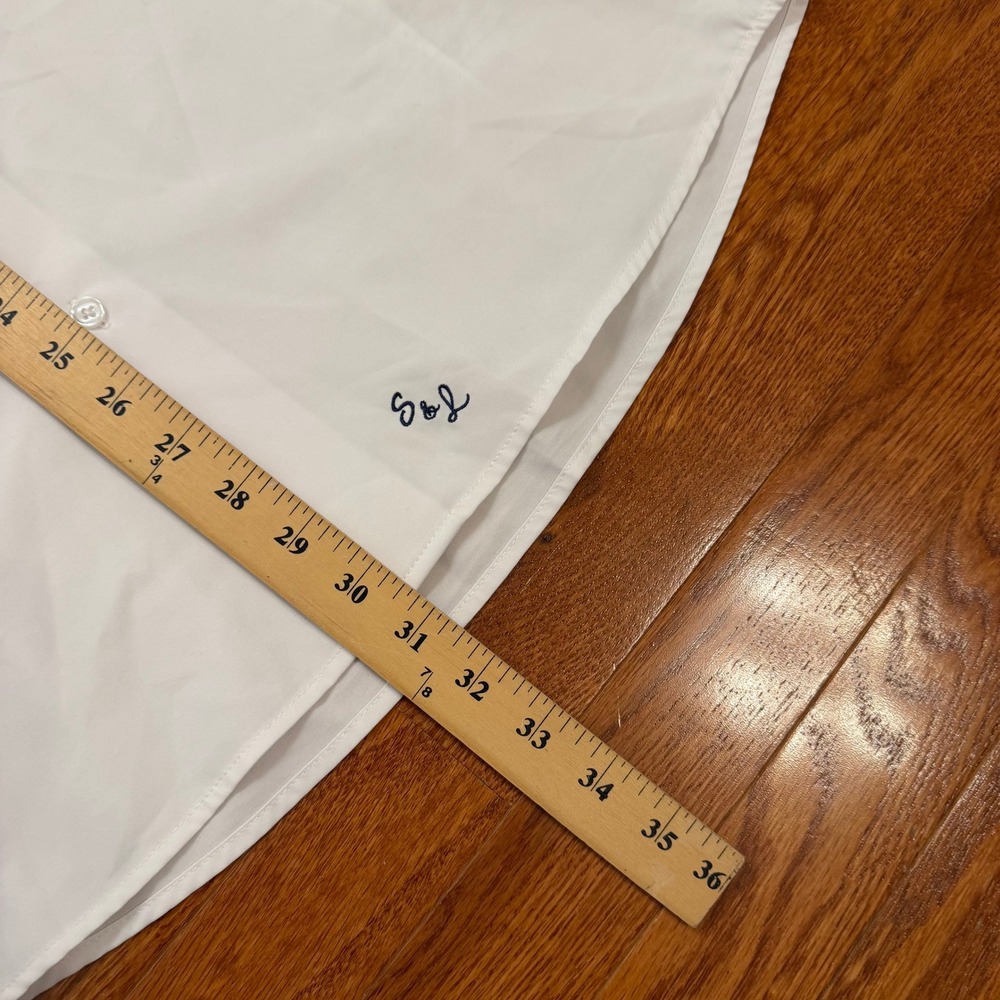 State & Liberty Button Down Dress Shirt Mens Medium Solid White Stretch Athletic - Picture 8 of 12